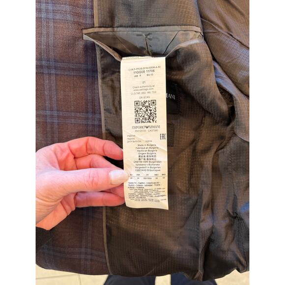 Emporio Armani G-Line Plaid Wool Super 130's Mens Sports Coat Sz 50 EU 40 US - Picture 5 of 10